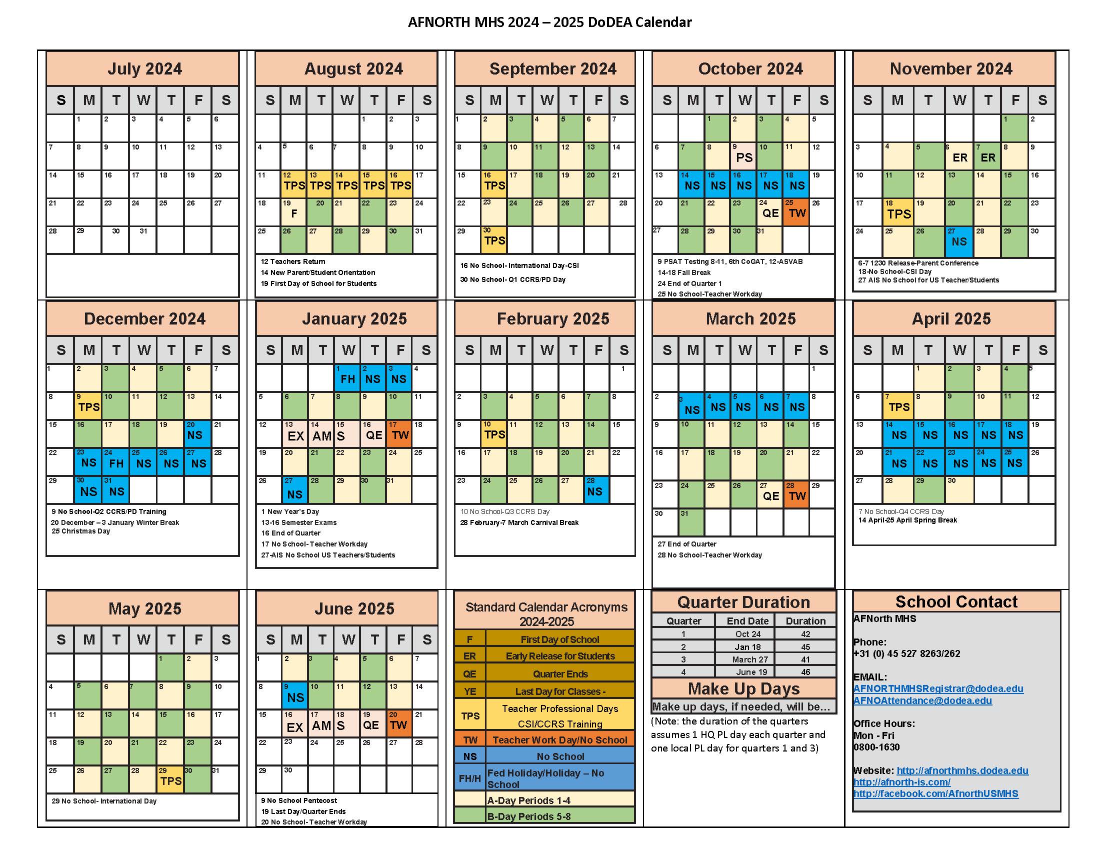 AFNORTH MHS Calendar SY24-25