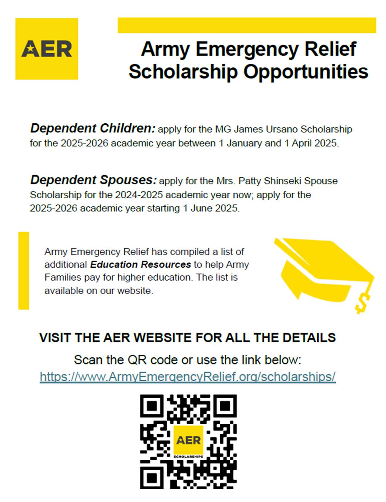 Army Emergency Relief Scholarship info
