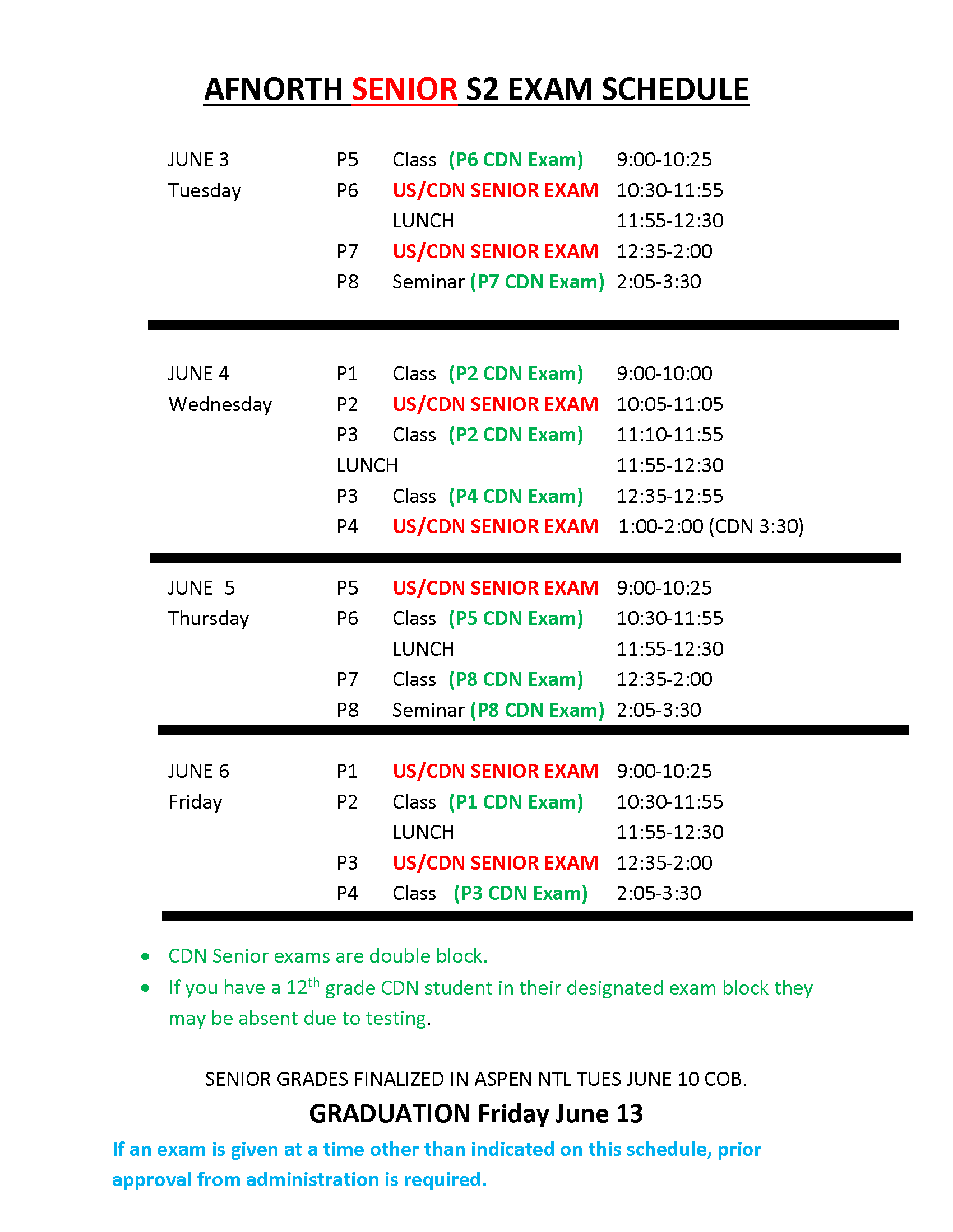 Exam schedule page 2