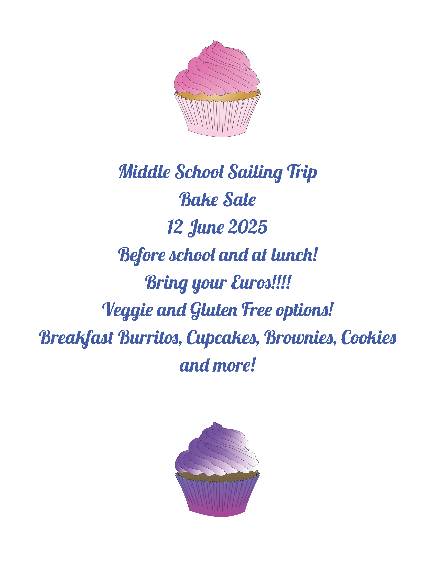 Bake Sale 12 June, before school